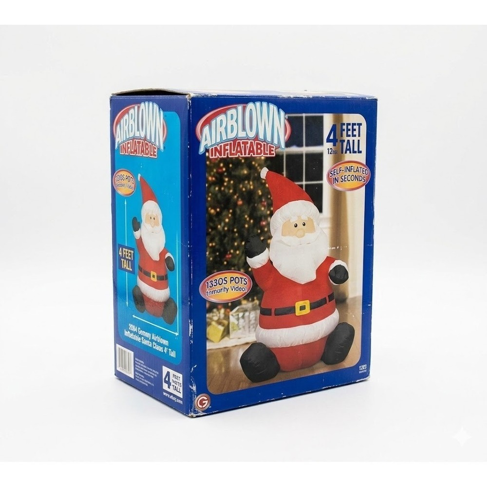 2004 Gemmy Airblown Inflatable Santa Claus 4' Tall Indoor Rare Used